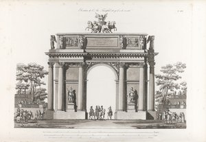 Triomfboog. Uit: Recueil des façades des principaux monuments construits à St.-Pétersbourg, 180 door Jean François Thomas de Thomon