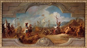 Christoffel Columbus in Amerika (schilderproject op het plafond)
