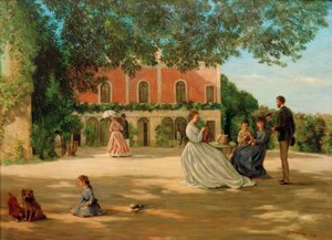 Het terras van Méric door Jean Frederic Bazille