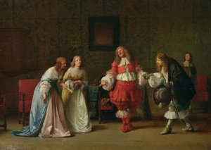 Mascarille presenteert Jodelet aan Cathos en Madelon, 1865 door Jean Hegesippe Vetter