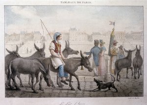Oude straatberoep in Parijs: ezelmelkverkoper (Ezel in Parijs) - Gravure door Jean Henry Marlet (1771-1847) in 