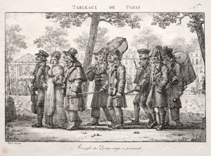 Scènes van Parijs: Blinde mannen van de Quinze Vingts, wandelen door Jean Henri Marlet