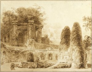 Romeins park met fontein, 1774