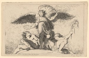 Engel met een Palm en een Kroon door Jean Honoré Fragonard after Annibale Carracci