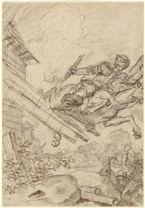 Don Quichot Aanvallend de Windmolen door Jean Honore Fragonard