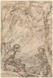 Don Quichot en Sancho Panza Getuigen de Aanval op Rocinante door Jean Honore Fragonard