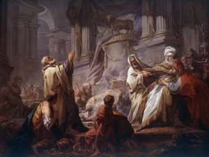 Jerobeam die aan afgoden offert door Jean Honore Fragonard