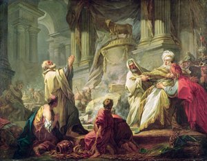 Jerobeam offert aan het gouden kalf, 1752 door Jean Honore Fragonard