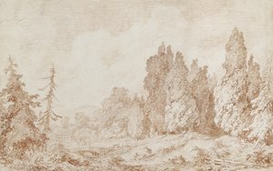 Landschap met een brug, ca. 1760 door Jean Honore Fragonard