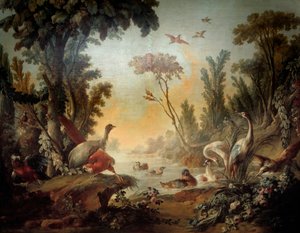Landschap met de Echassiers Paneel van de Salon Demarteau gerealiseerd door Jean Baptiste Huet (1745-1811) en Jean Honoré Fragonard (1732-1806)