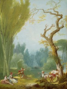 Ruiterspelen (Een spel van paard en ruiter) door Jean Honore Fragonard