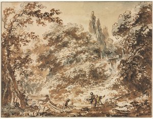 Scène in een Park door Jean Honore Fragonard