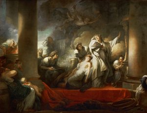 De hogepriester Coresus offert zichzelf op om Callirhoe te redden door Jean Honore Fragonard