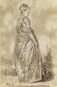 Jonge vrouw wandelend door Jean Honore Fragonard