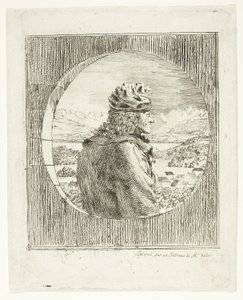 Voltaire gezien in profiel door Jean Huber