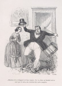 ...Blij om er zo goedkoop mee weg te komen. uit de Kleine Miseries van het Menselijk Leven, 1843 door Jean Ignace Isidore Gérard