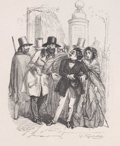 Men zou je drie jaar kunnen verwijten als je hun hoed liet vallen. uit de Kleine M... door Jean Ignace Isidore Gérard