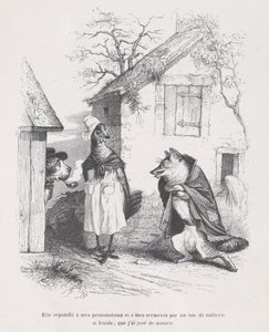 Zij reageerde op mijn protesten en eden met een toon van spot zo koud dat ik zwoer..., ca. 1837-47 door Jean Ignace Isidore Gérard
