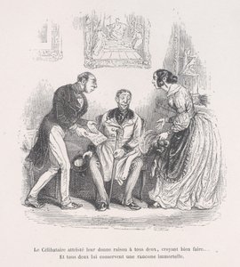 De rouwende weduwe geeft hen beiden het recht om goed te doen.... En ze behouden beiden een eeuwige..., 1843 door Jean Ignace Isidore Gérard