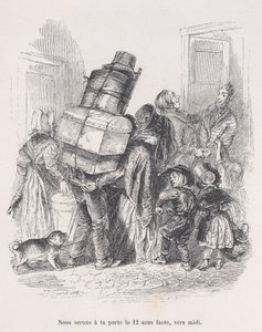 We zullen zonder mankeren om twaalf uur bij uw deur zijn. uit de Kleine Ellende van het Menselijk Leven, 1843 door Jean Ignace Isidore Gérard