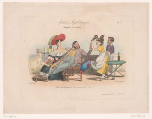 Jupiter en Juno krijgen nectar van Hebe door Jean Ignace Isidore Gérard Grandville