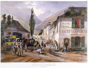 Aankomst en Reparatie van een Postkoets in Luz op de Weg naar Barreges, c.1840