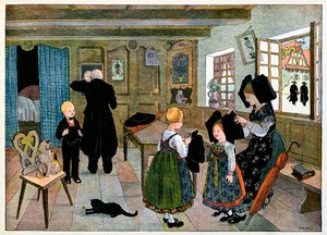 Mijn dorp, degenen die niet vergeten: Zondagochtend, voorbereiding voor de kerk door Jean Jacques (1873 1951) Waltz