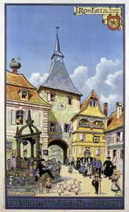 Terugkeer van bedevaart van Mont Sainte Odile naar Rosheim - Poster van de spoorwegen van Elzas en Lotharingen, door Hansi