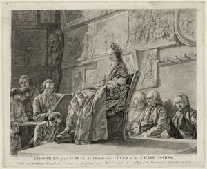 Wedstrijd om de prijs voor de studie van hoofden en expressie door Jean Jacques Flipart