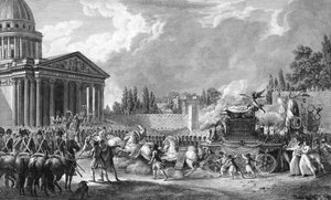 Transport van de as van schrijver Voltaire naar het Pantheon, Parijs