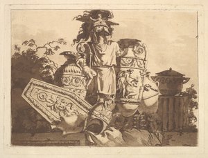 Compositie met antiquiteiten, uit Recueil de Compositions par Lagrenée Le Jeune Colle..., 1782-84 door Jean Jacques Lagrenee