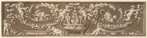 Ornamentale fries met putti, acanthusbladeren en fruitguirlandes, uit Recueil de Diff..., 1784 door Jean Jacques Lagrenee