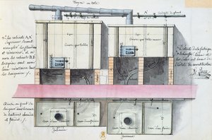 Ontwerp voor een systeem voor het verwarmen van water in het Hotel de Montholon in Parijs, c.1787
