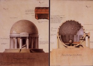 De Tempel van de Aarde - Verhoging en Snede door Lequeu