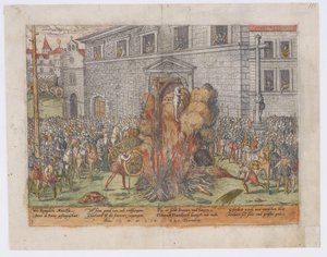 De executie van Anne du Bourg op 23 december 1559, 1568 door Jean Jacques Perrissin