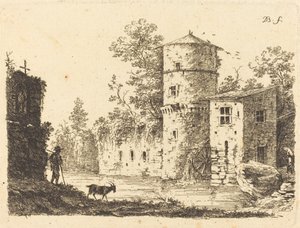 Oude toren met een watermolen
