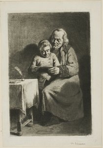 Oude man met een jongen die leest door Jean Jacques de Boissieu
