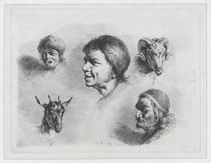 Studie van vijf hoofden, 1803