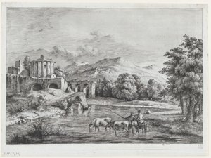 Uitzicht op de Tempel van Vesta, 1774 door Jean Jacques de Boissieu
