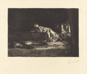 Oosters interieur met slapende tijger