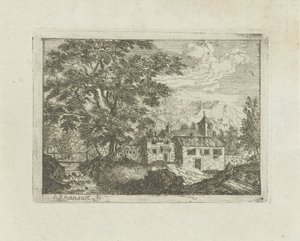 Versterkt huis bij een waterval