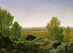 Landschap bij zonsopgang door Jean Joseph Xavier Bidauld