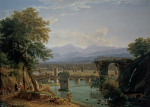De Augustaanse brug over de rivier de Nera, nabij de stad Narni door Jean Joseph Xavier Bidauld