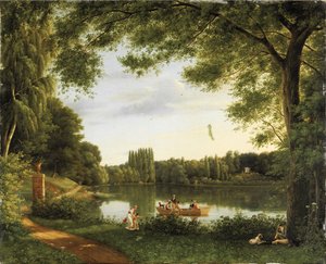 Uitzicht op het meer van Ermenonville door Jean Joseph Xavier Bidauld