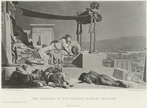 De dragers van het slechte nieuws gedood door Farao (gravure) door Jean Jules Antoine Lecomte du Nouy