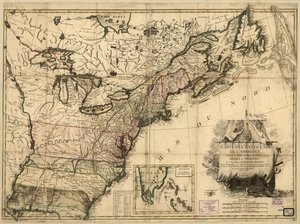 Kaart van de Verenigde Staten van Amerika volgens het Vredesverdrag van 1783