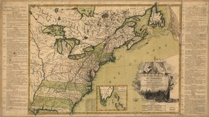 Kaart van de Verenigde Staten van Amerika volgens het Vredesverdrag van 1783.