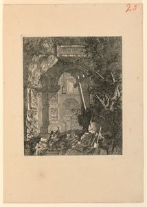 Saint-François (?) in een landschap van ruïnes