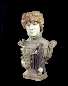 Marmeren buste van comédienne Henriette Rosine Bernard, genaamd Sarah Bernhardt (1844-1923). Beeldhouwwerk door Jean Léon Gérôme (1824-1904) 1895 Parijs, Musée d