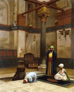 Drie Mensen die Bidden in de Hoekmoskee door Jean Leon Gerome